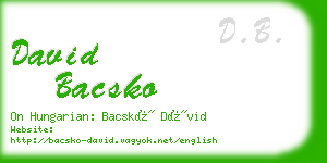 david bacsko business card